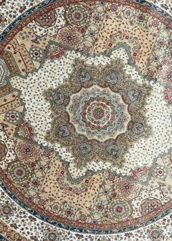 Beige and White Round Persian Rug Faraz Pattern 5 x 5 - Image 6