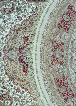 Beige and Red Round Persian Rug Faraz Pattern 5 x 5 - Image 4