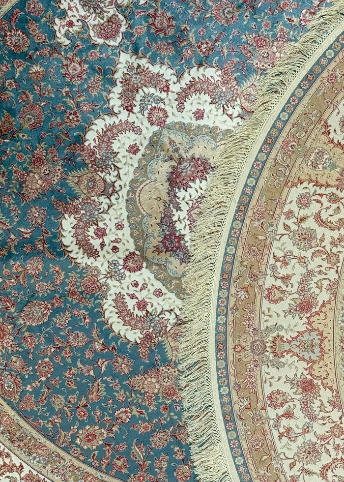 Blue and White Round Persian Rug Heaven Pattern 5 x 5 - Image 6
