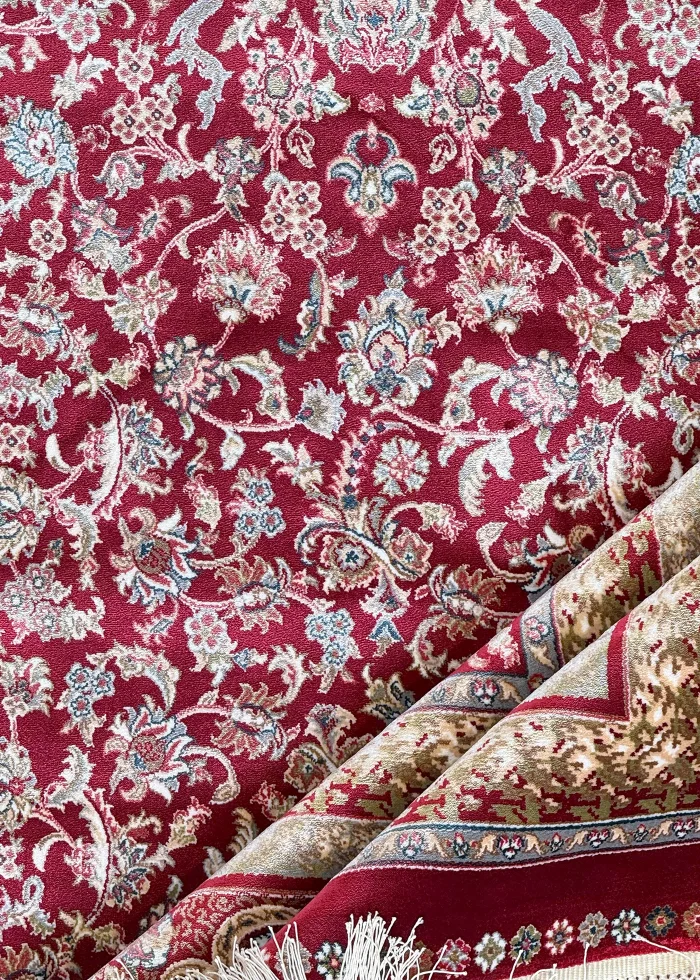 Red and Beige Persian Rug Shah Abbasi Pattern 5 x 5 - Image 5