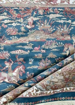 Blue and Beige Persian Rug Hunting Pattern 5 x 5 - Image 6