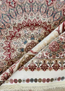 Beige and Red Persian Rug Vanda Pattern 5 x 5 - Image 5