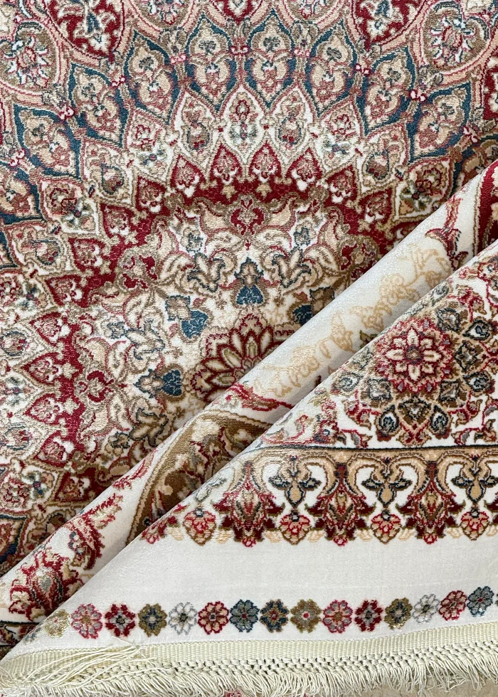 Beige and Red Persian Rug Vanda Pattern 5 x 5 - Image 5