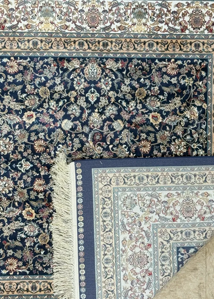 Navy Blue and Blue Persian Rug Afshan Pattern 5 x 5 - Image 4