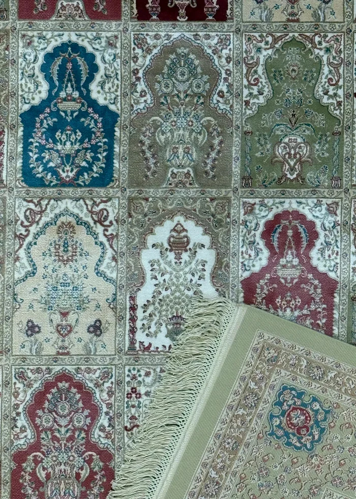 Green and Gray Persian Rug Tile Pattern 5 x 8 - Image 4