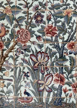 Blue and Beige Persian Rug Bird Garden Pattern 7 x 7 - Image 2