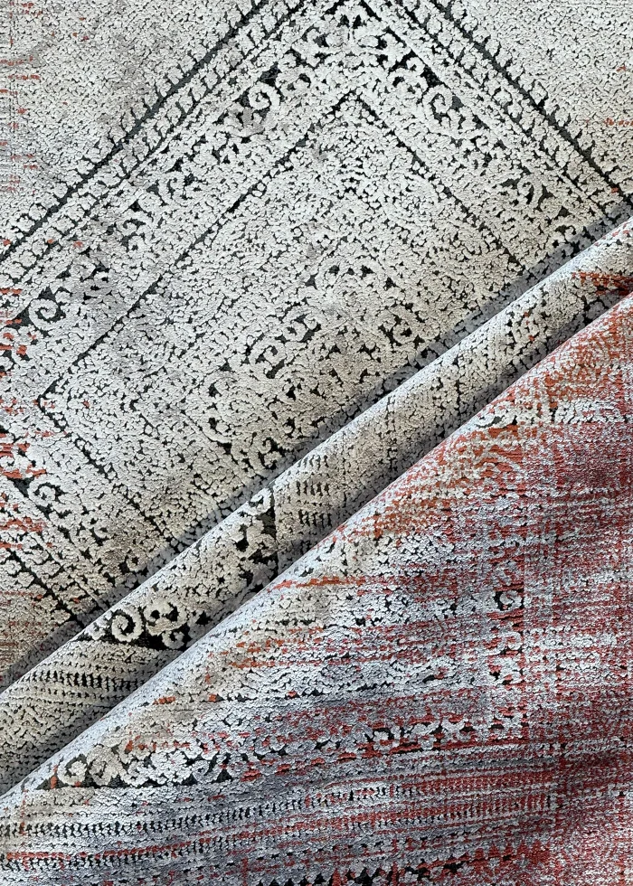 Gray and Red Persian Rug Ash Pattern 7 x 9 - Image 6