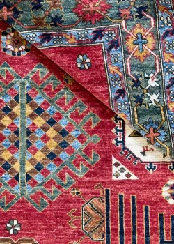 Orange and Green Wool Persian Rug Qashqai Pattern 4 x 6 - Image 7