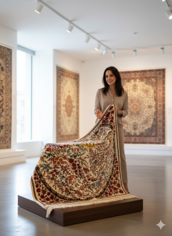 Red and White Persian Rug Eden Pattern 2 x 2