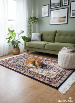 Blue and Pink Persian Rug Mehrab Pattern 2 x 3