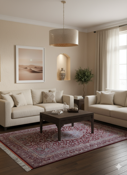 Red and White Persian Rug Shah Abbasi Pattern 4 x 6