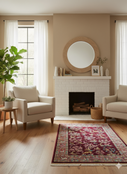 Red and Pink Persian Rug Hunting Pattern 3 x 4