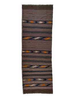 Brown and Taupe Persian Kilim Shahsavan Pattern 3 x 8
