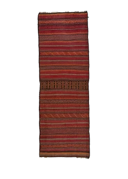 Red and Orange Persian Kilim Shahsavan Pattern 3 x 7