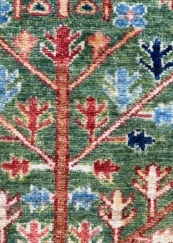Green and Brown Wool Persian Rug Kashan Pattern 7 x 9 - Image 5