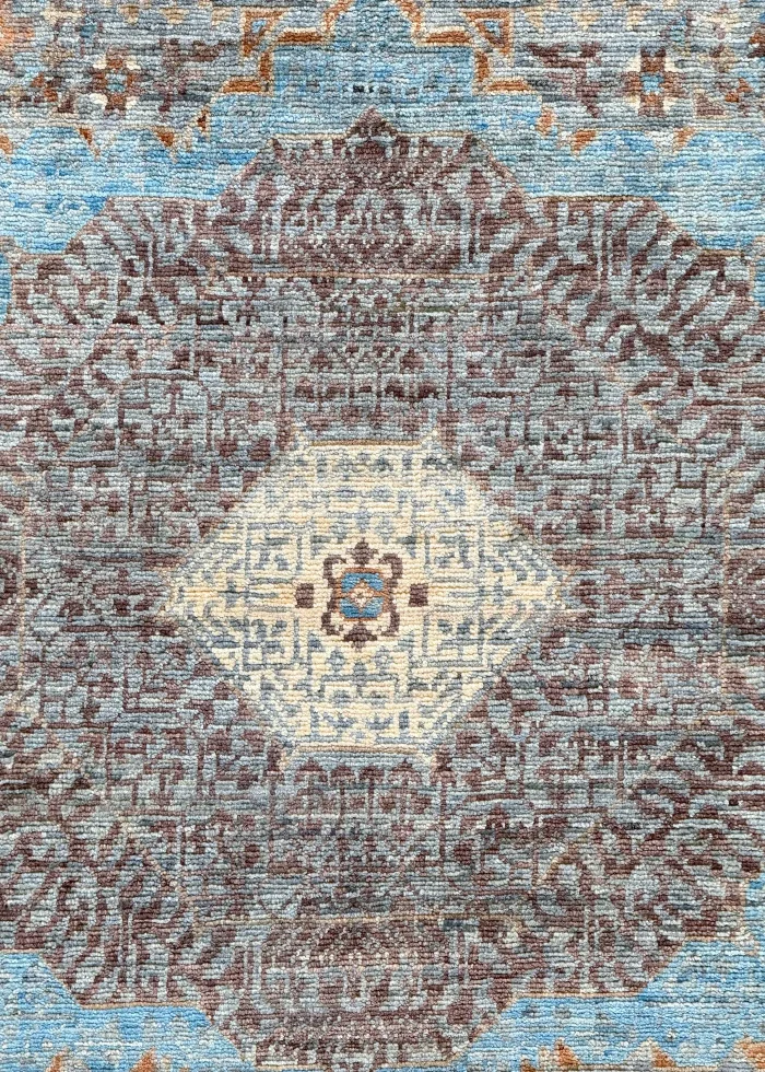 Beige and Blue Wool Persian Rug Tabriz Pattern 3 x 5 - Image 3