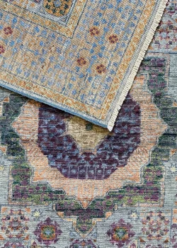Green and Blue Wool Persian Rug Tabriz Pattern 4 x 6 - Image 7