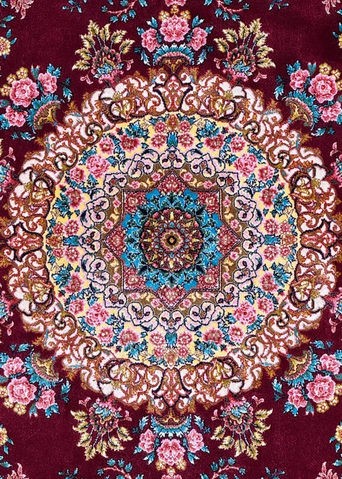 Red and Pink Persian Rug Rose Pattern 3 x 4 - Image 4