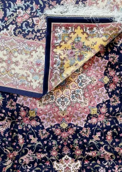Blue and Pink Persian Rug Shah Abbasi Pattern 7 x 9 - Image 6