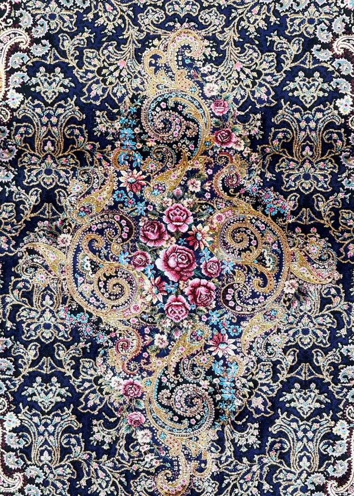 Pink and Black Persian Rug Paisley Pattern 3 x 5 - Image 2
