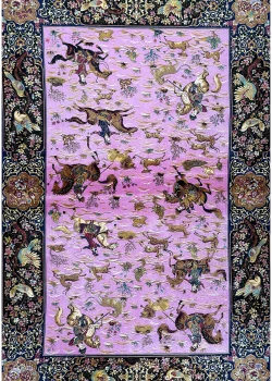 Pink and Purple Persian Rug Hunting Pattern 4 x 6 - Image 2