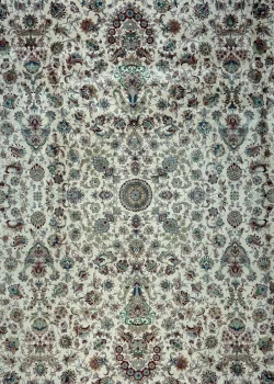 Beige and Green Persian Rug Shah Abbasi Pattern 7 x 9 - Image 3