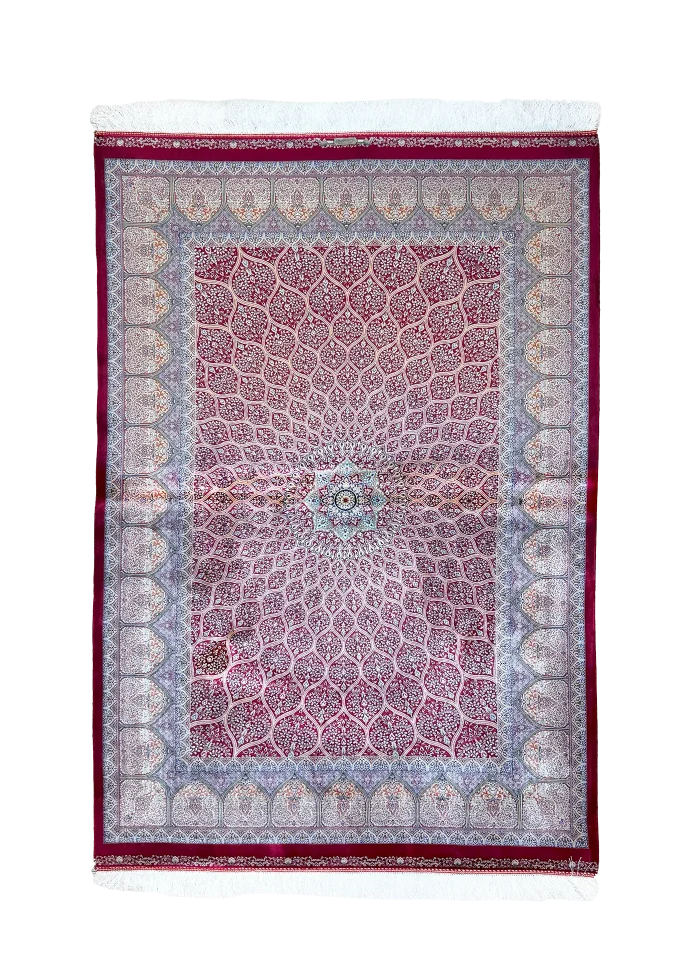 Red and Blue Persian Rug Vanda Pattern 5 x 8