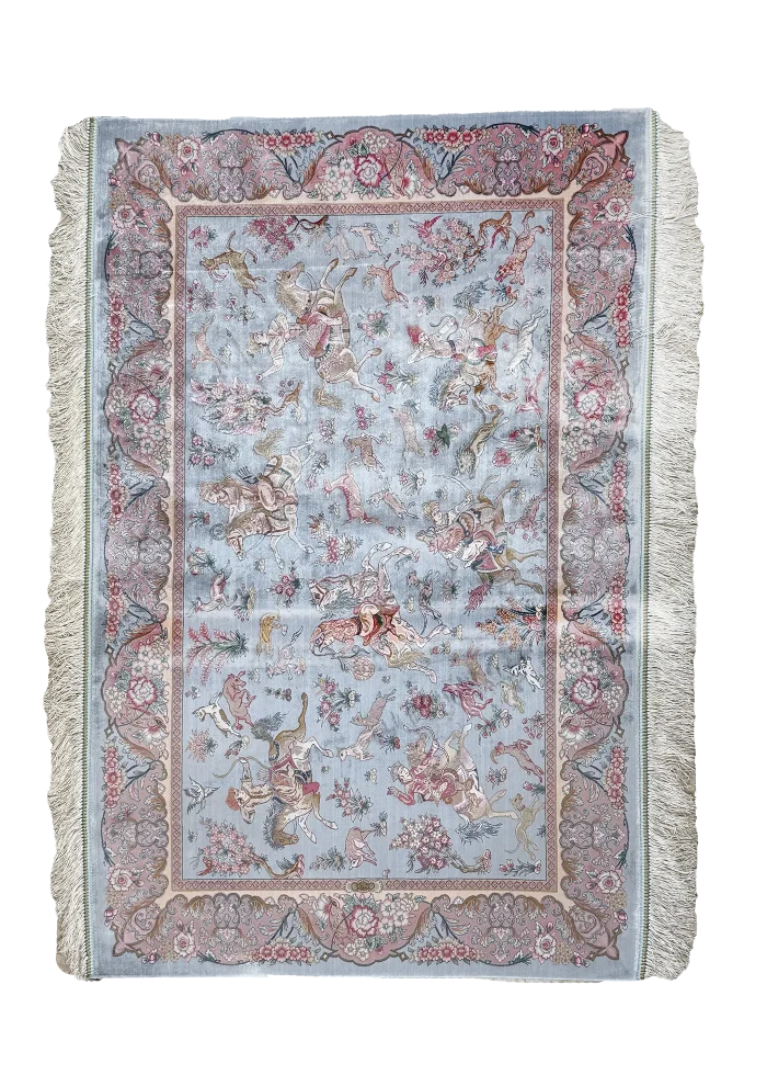 Blue Persian Rug Hunting Pattern 3 x 5