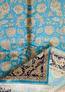 Blue and Gold Persian Rug Afshan Pattern 4 x 6 - Image 5
