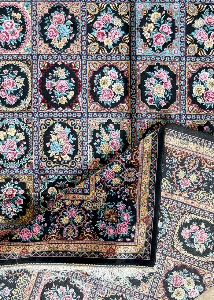Black and Pink Persian Rug Tile Pattern 4 x 6 - Image 7