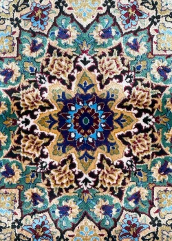 Navy Blue and Beige Persian Rug Faraz Pattern 3 x 5 - Image 3
