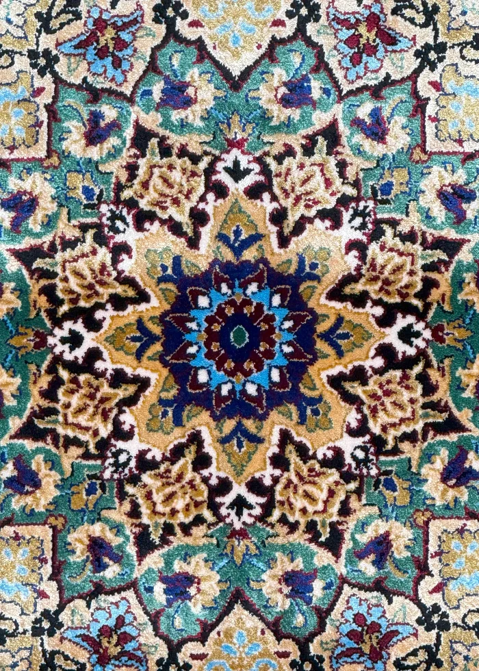 Navy Blue and Beige Persian Rug Faraz Pattern 3 x 5 - Image 3