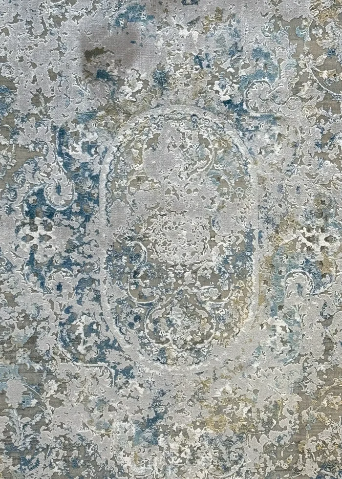 Gray and Blue Persian Rug Dawn Pattern 7 x 9 - Image 2