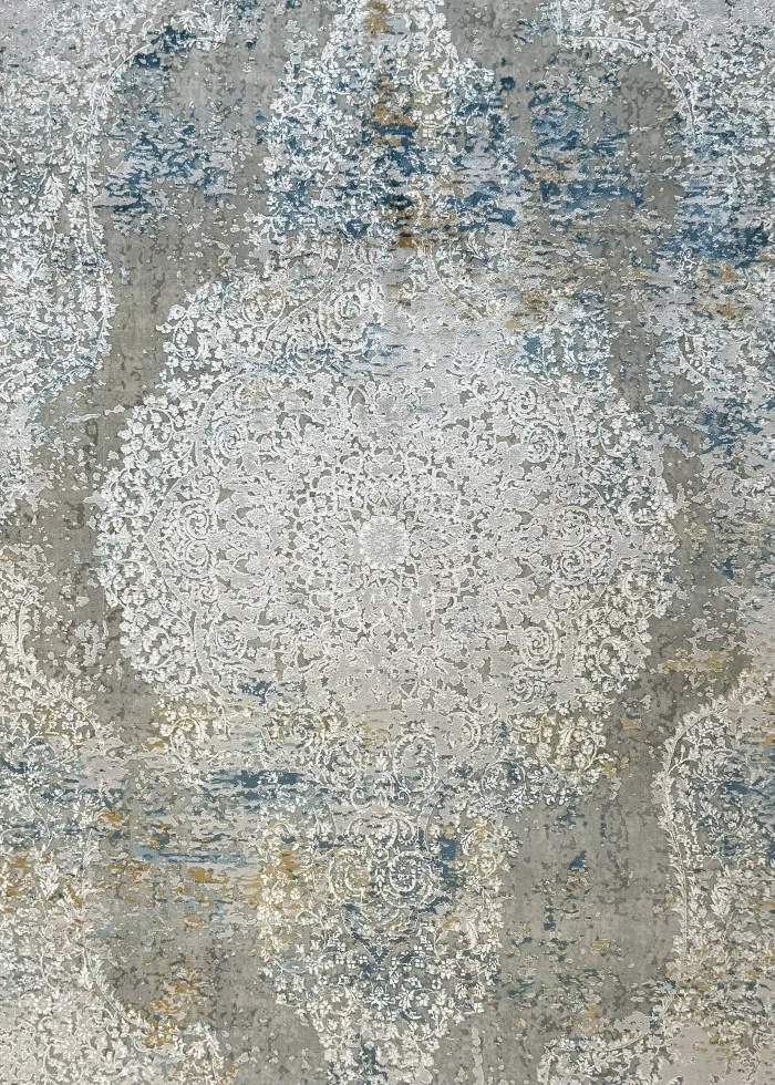 Gray and Blue Persian Rug Ziba Pattern 7 x 9 - Image 2