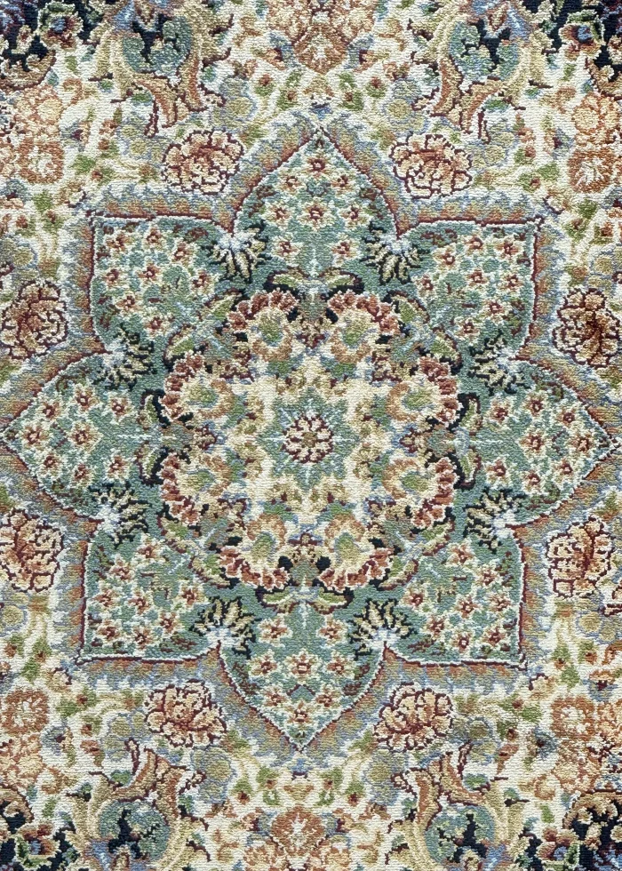 Blue and Beige Persian Rug Toranj Pattern 7 x 7 - Image 3