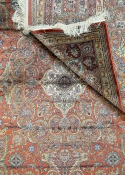 Brown and Orange Persian Rug Mahoor Pattern 7 x 7 - Image 5