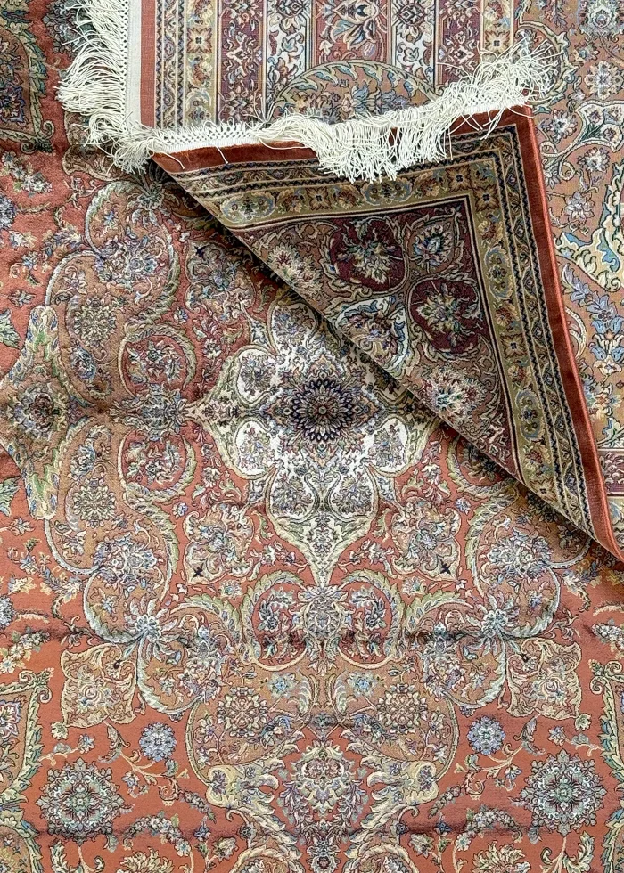 Brown and Orange Persian Rug Mahoor Pattern 7 x 7 - Image 5