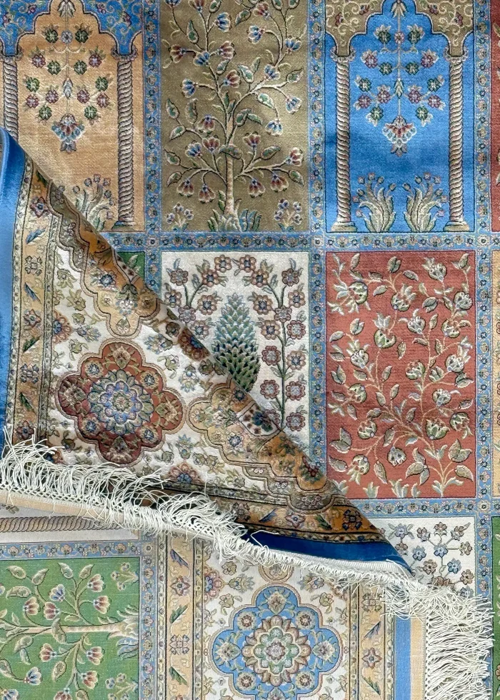 Green and Beige Persian Rug Tile Pattern 7 x 7 - Image 3