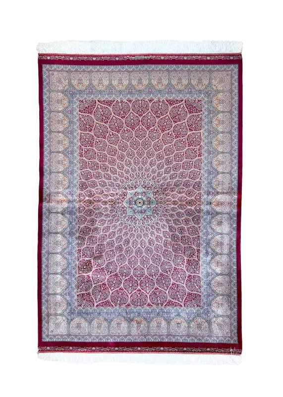 Red and Blue Persian Rug Vanda Pattern 5 x 8