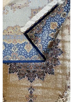 Blue and Taupe Persian Rug Heaven Pattern 7 x 9 - Image 4