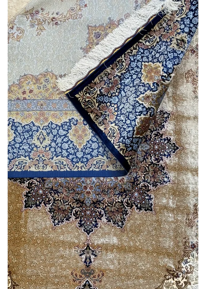 Blue and Taupe Persian Rug Heaven Pattern 7 x 9 - Image 4