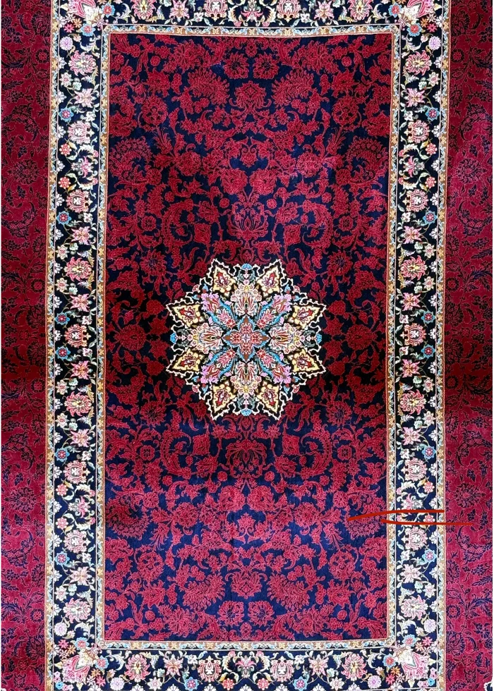 Red and Blue Persian Rug Whisper Pattern 3 x 5 - Image 2