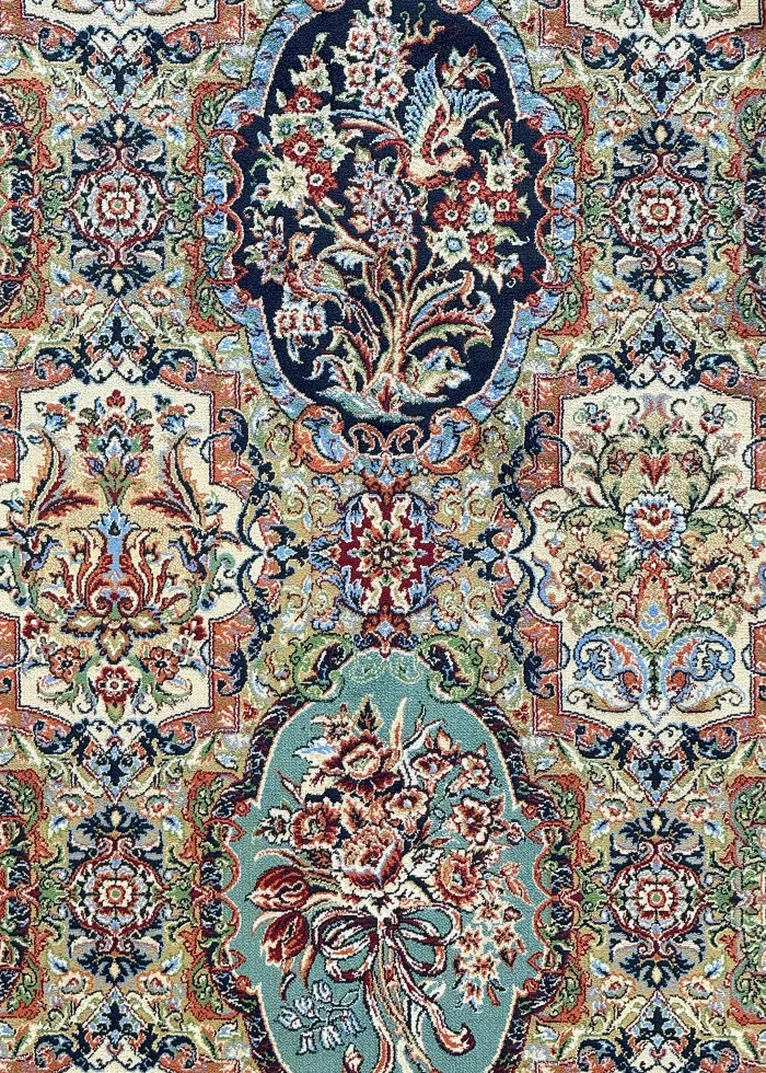 Green and Gold Persian Rug Tile Pattern 4 x 6 - Image 3