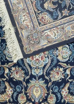 Navy Blue and Blue Persian Rug Afshan Pattern 4 x 6 - Image 4