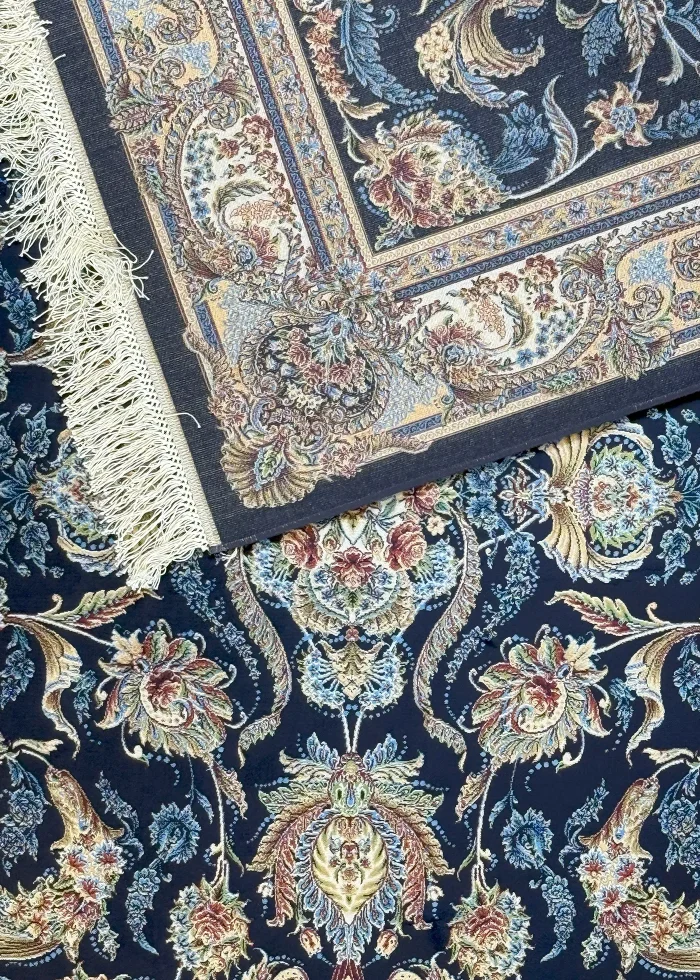 Navy Blue and Blue Persian Rug Afshan Pattern 4 x 6 - Image 4