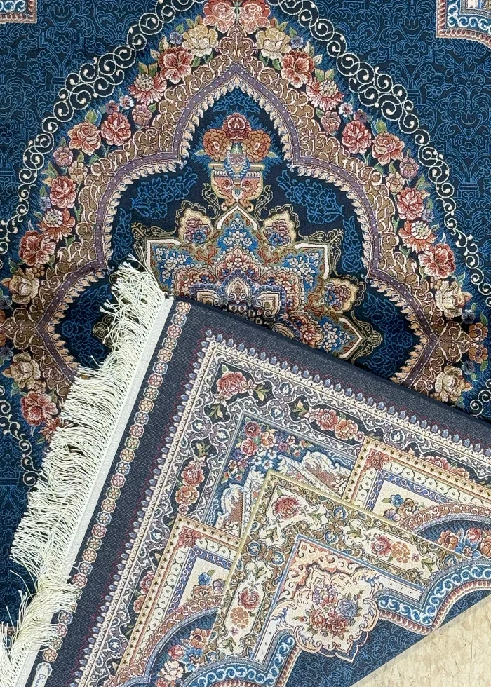 Navy Blue and Beige persian Rug Faraz Pattern 4 x 6 - Image 5