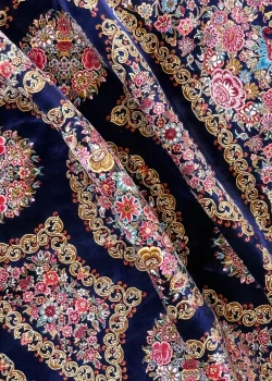 Blue and Pink Persian Rug Thousand Flowers Pattern 7 x 7 - Image 9