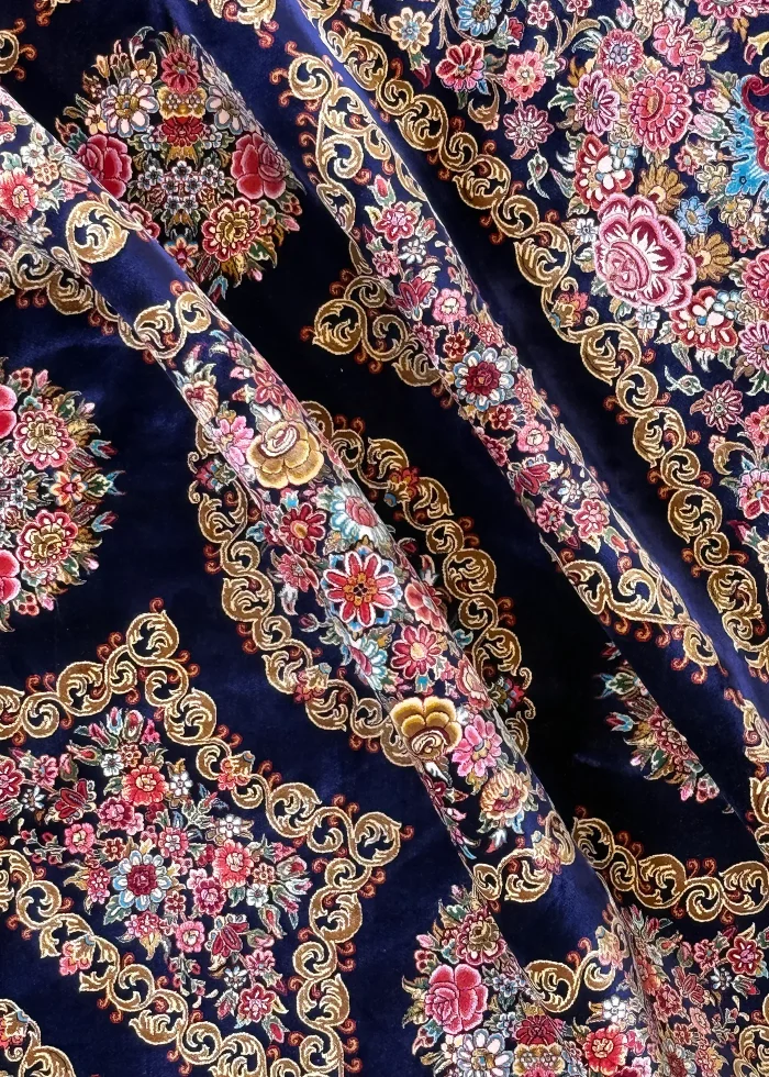 Blue and Pink Persian Rug Thousand Flowers Pattern 7 x 7 - Image 9