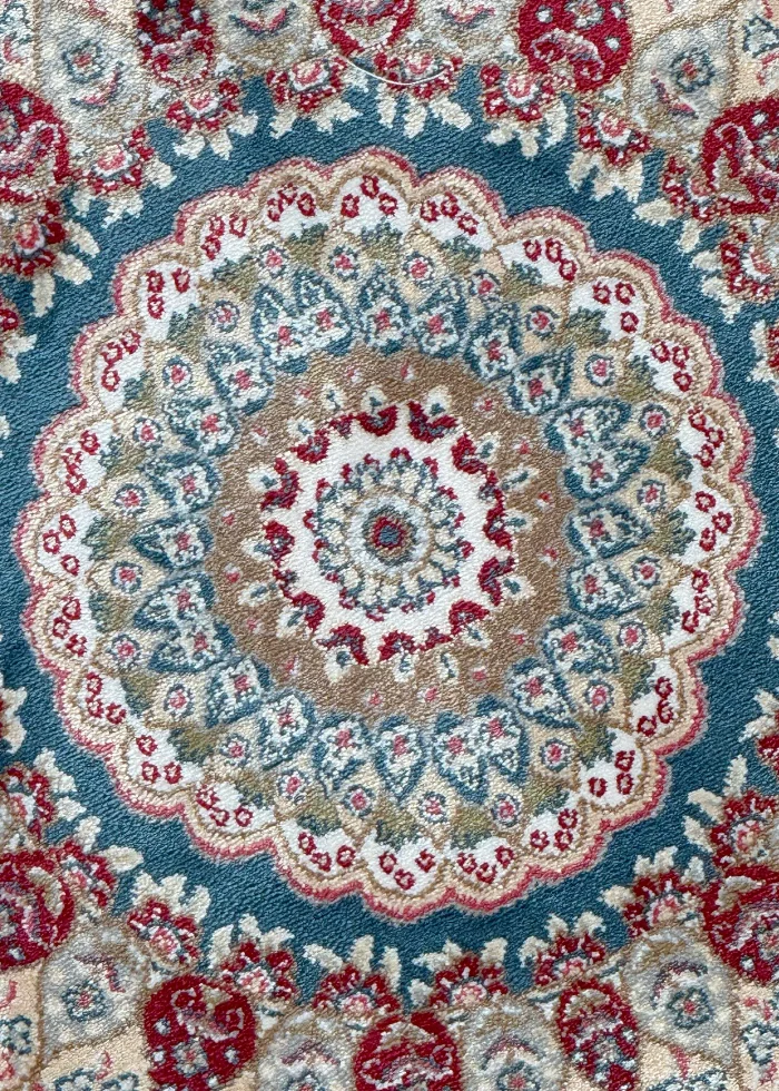 Gray and Blue Round Persian Rug Vanda Pattern 5 x 5 - Image 6
