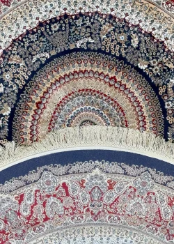 Blue and Red Round Persian Rug Golestan Pattern 5 x 5 - Image 5
